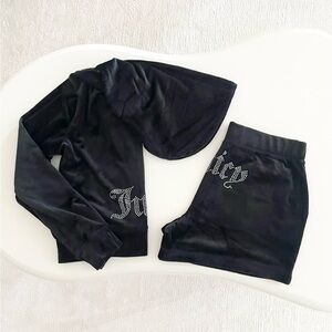 Juicy Couture Velour Shorts Set in Liqourice